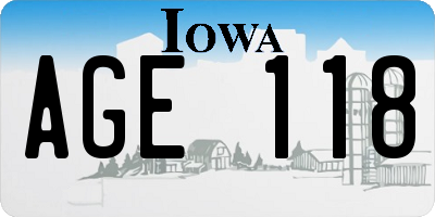 IA license plate AGE118