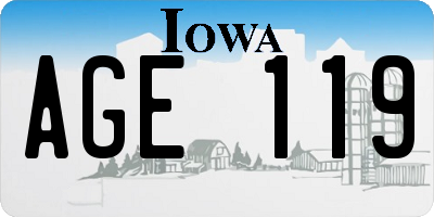 IA license plate AGE119