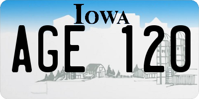 IA license plate AGE120