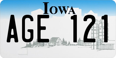 IA license plate AGE121