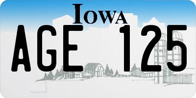 IA license plate AGE125