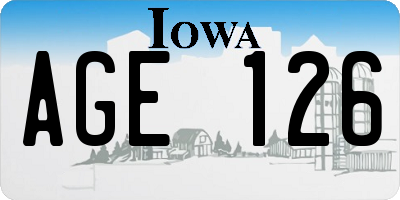IA license plate AGE126