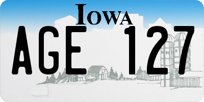 IA license plate AGE127