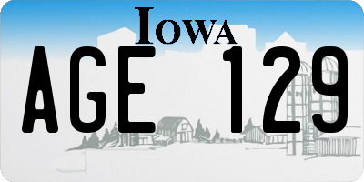 IA license plate AGE129
