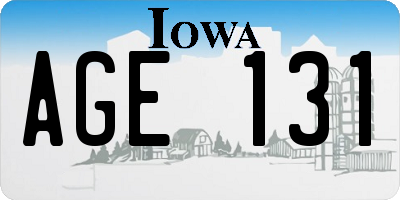 IA license plate AGE131