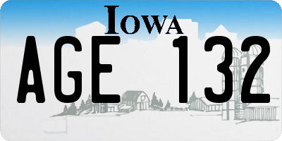 IA license plate AGE132