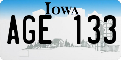 IA license plate AGE133