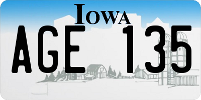 IA license plate AGE135