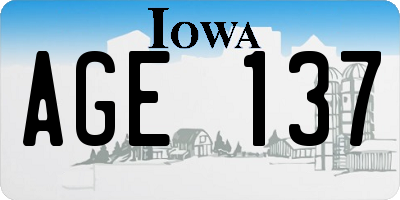 IA license plate AGE137