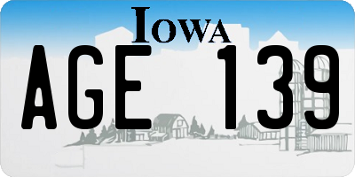 IA license plate AGE139