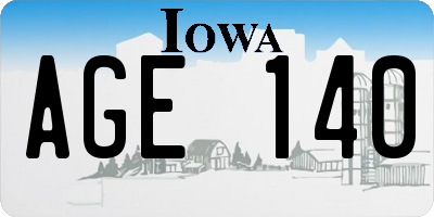 IA license plate AGE140