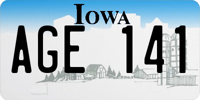 IA license plate AGE141