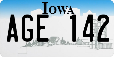 IA license plate AGE142