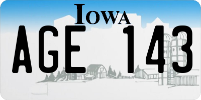 IA license plate AGE143