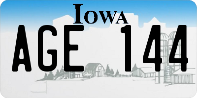 IA license plate AGE144
