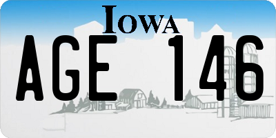 IA license plate AGE146