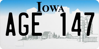 IA license plate AGE147