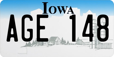 IA license plate AGE148