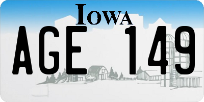 IA license plate AGE149