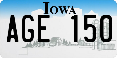 IA license plate AGE150