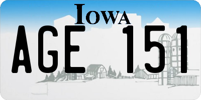 IA license plate AGE151