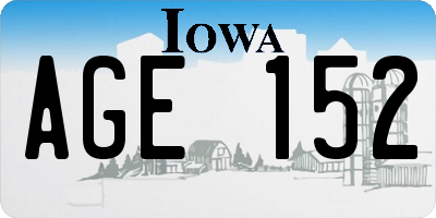 IA license plate AGE152