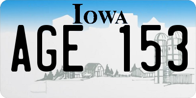 IA license plate AGE153