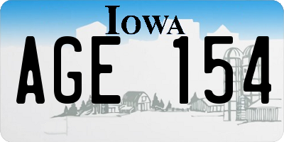 IA license plate AGE154