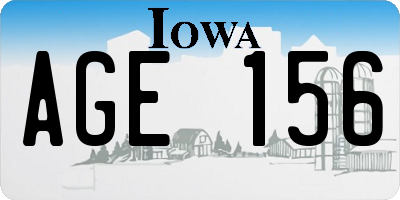 IA license plate AGE156