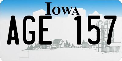 IA license plate AGE157