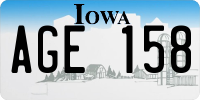 IA license plate AGE158