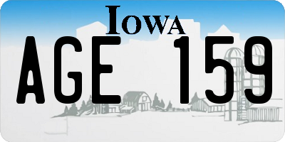 IA license plate AGE159