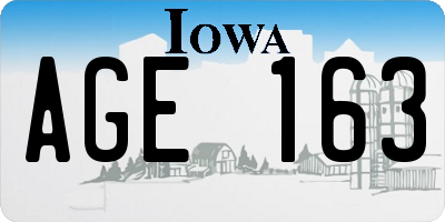 IA license plate AGE163