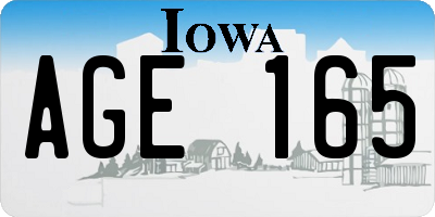 IA license plate AGE165