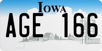 IA license plate AGE166