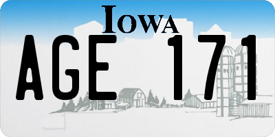 IA license plate AGE171