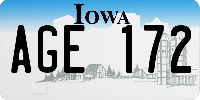 IA license plate AGE172