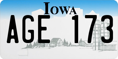 IA license plate AGE173