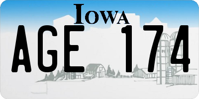 IA license plate AGE174