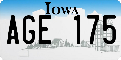 IA license plate AGE175