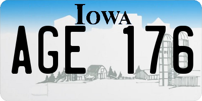 IA license plate AGE176