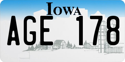 IA license plate AGE178