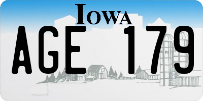 IA license plate AGE179