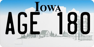 IA license plate AGE180