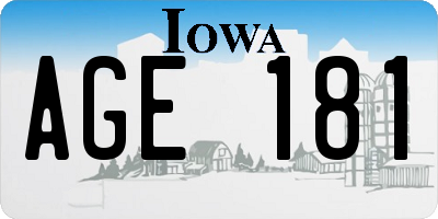 IA license plate AGE181