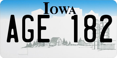 IA license plate AGE182