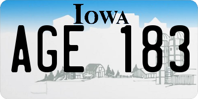 IA license plate AGE183