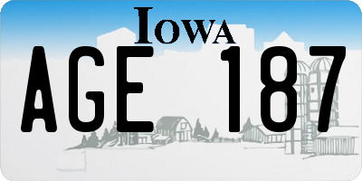 IA license plate AGE187