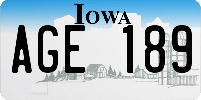 IA license plate AGE189