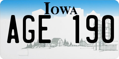 IA license plate AGE190